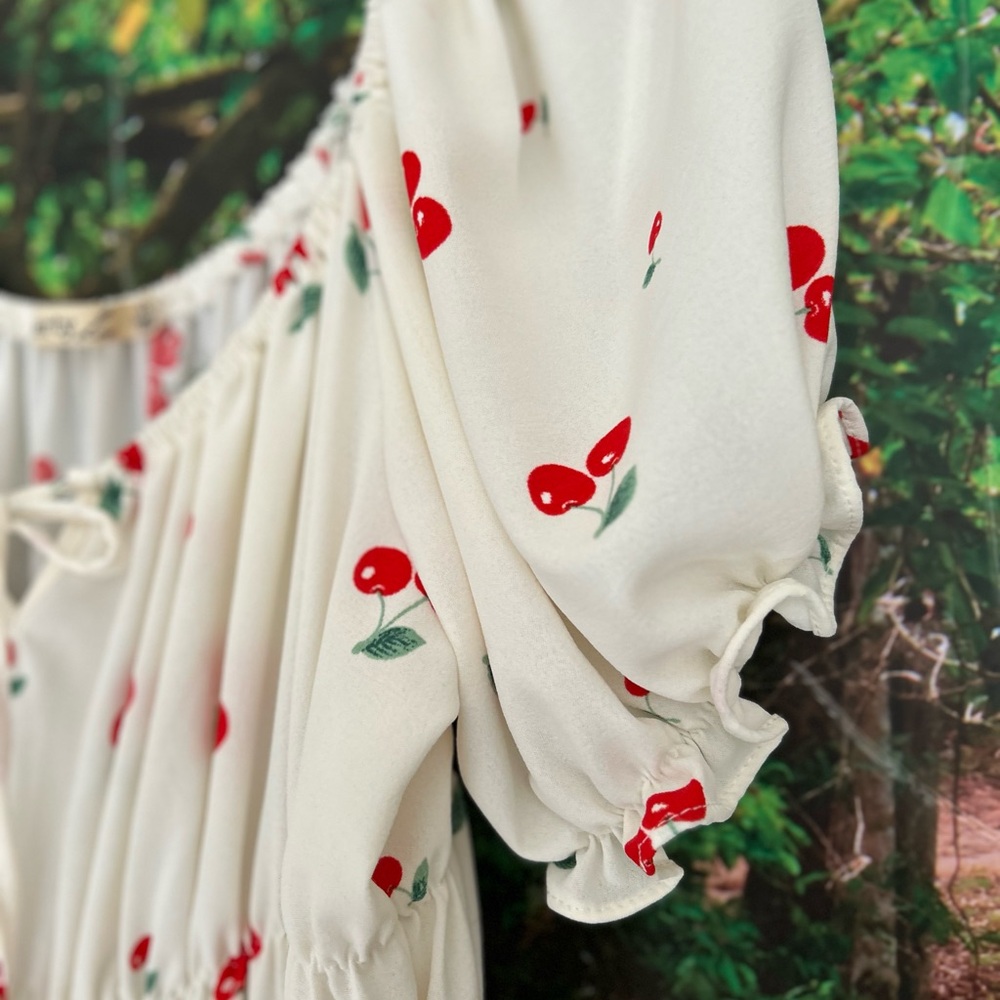 Liberty Love Rockabilly Retro Cherry Print Dress - Picture 2 of 6